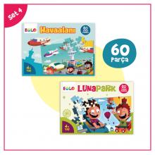 Puzzle Set 4- 60 Parça Puzzle Havaalanı/Lunapark 